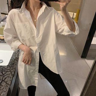 Plain Oversize Shirt White - One Size