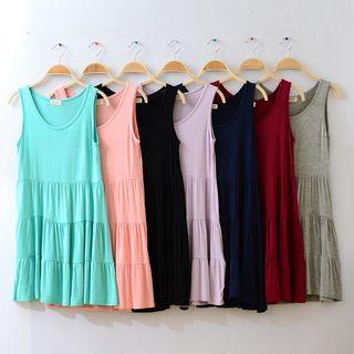Sleeveless Tiered Plain Dress