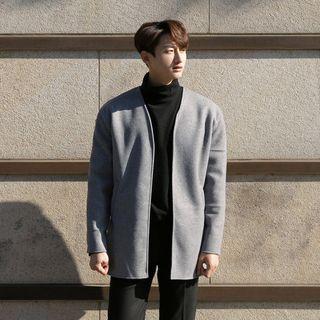 Lapeless Open-front Wool Blend Jacket