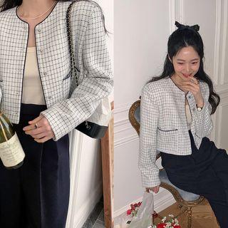 Plaid Tweed Crop Jacket