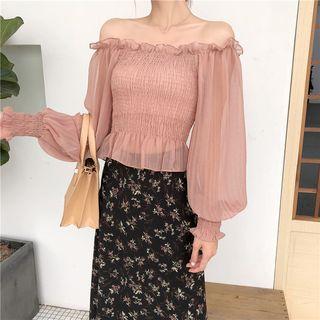 Off Shoulder Sheer Blouse