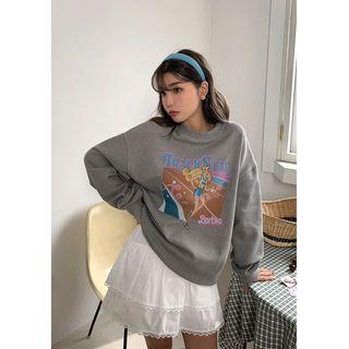 Barbie Diary Doll Print Sweatshirt Gray - One Size