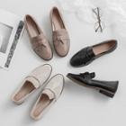 Genuine Leather Bow Accent Low Heel Loafers