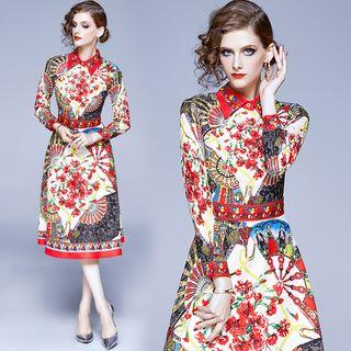 Floral Print Midi A-line Shirtdress