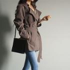 Double-breasted Flap-front Trench Jacket With Sash