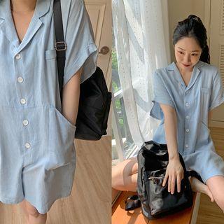 Notch-lapel Shirt Playsuit