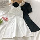 Bow Short-sleeve Frilled A-line Dress