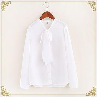 Plain Tie Neck Shirt