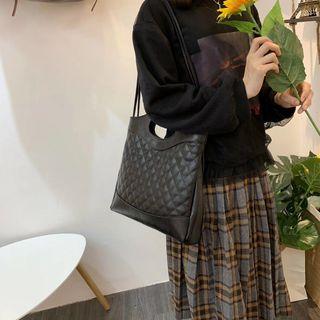 Faux Leather Quilted Shopper Bag