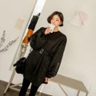 Belted Brushed Fleece-lined Pullover Dress