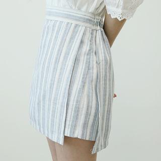 Linen Blend Striped Skort