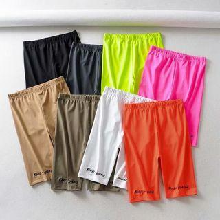 Lettering Embroidered Cropped Leggings