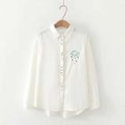 Cloud&raindrop Embroidery Shirt White - One Size
