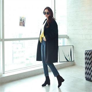 Raglan-sleeve One-button Cotton Coat
