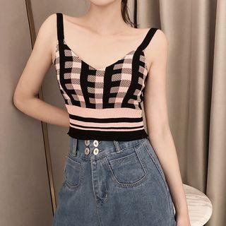 Plaid Cropped Knit Camisole