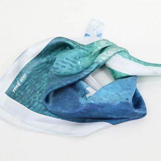 Print Light Scarf Blue & Teal - One Size