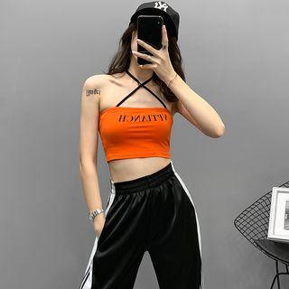 Lettering Crop Halter Top
