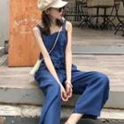 Wide Leg Pinafore Jumpsuit Blue - One Size