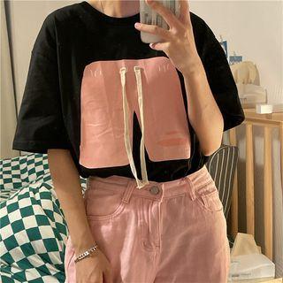 Short-sleeve Printed Strappy T-shirt