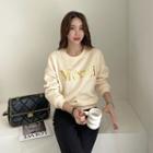 Napped Letter-embroidered Sweatshirt