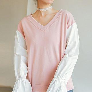 V-neck Color Block Pullover