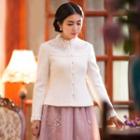 Lace-trim Embroidery Button Jacket