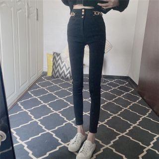 Chain Detail Cropped Skinny Jeans