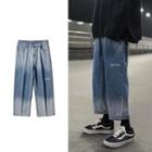 Letter Printed Gradient Jeans