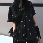 Floral Elbow-sleeve Shirt Shirt - Floral - Black - One Size