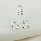 925 Sterling Silver Wire Heart Earrings Silver - One Size