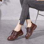 Genuine Leather Platform Block Heel Oxford Shoes
