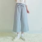 Bow-accent Cropped Wide-leg Pants