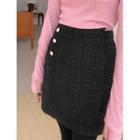 Plus Size Wrap-front Tweed Skort