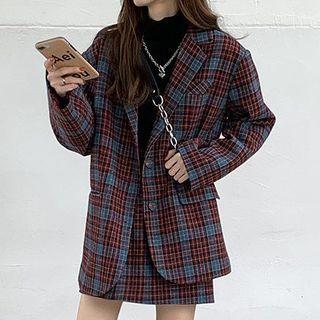 Plaid Blazer / Plaid A-line Skirt