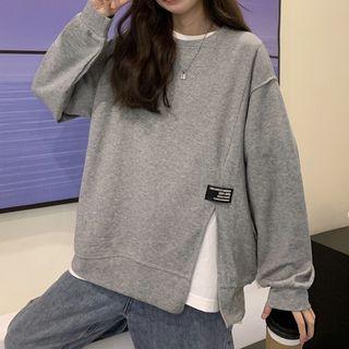 Lettering Patch Slit Sweatshirt