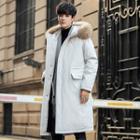 Furry Hooded Plain Padded Coat