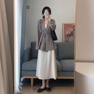 Tie Waist Blazer / Strappy Midi Dress / Set