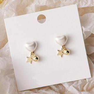 Heart Star Drop Earring 1 Pr - Gold - One Size