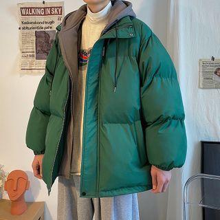 Inset Padding Hooded Zip Jacket