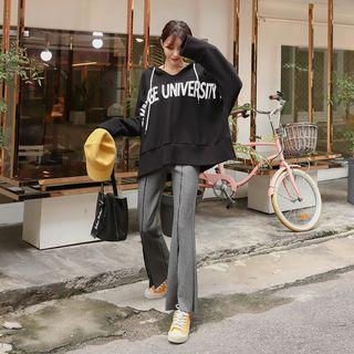 Text Print Drop-shoulder Hoodie