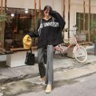 Text Print Drop-shoulder Hoodie
