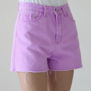 Neon Fray-hem Washed Shorts