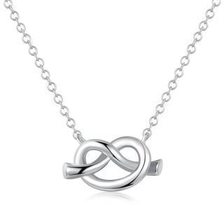 Left Right Accessory - 9k White Gold Romantic Love Knot Necklace (16) Women Jewellery