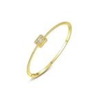 Fashion And Simple Plated Gold Geometric Square Thin Bangle With Cubic Zirconia Golden - One Size