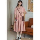 Short-sleeve Ruffle Midi Shirt Dress
