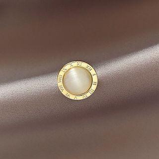 Roman Numeral Faux Cat Eye Stone Alloy Brooch Brooch - Gold - One Size