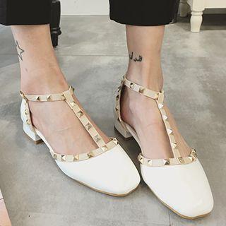 Studded T-strap Pumps