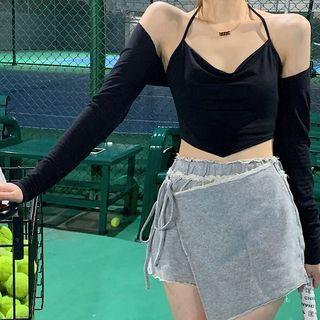 Long-sleeve Cropped T-shirt / Camisole Top / Skort / Set