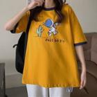 Round-neck Cartoon Print Oversized Short Sleeve T-shirt