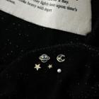 Alloy / Faux Pearl Planet / Star Stud Earring 1 Pair - Silver Needle - Set Of 5 - Star & Moon - One Size